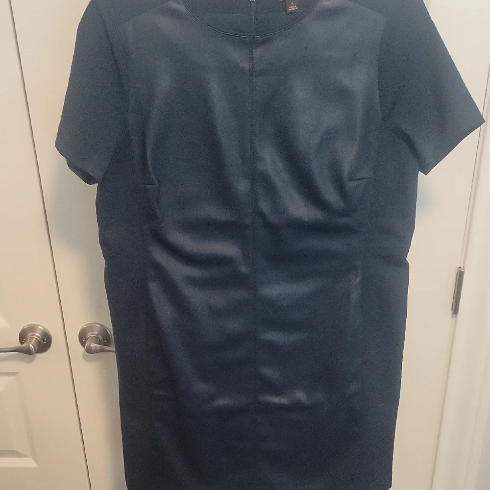 Ann Taylor Faux Leather Mixed Media Shift Dress - Picture 4 of 7